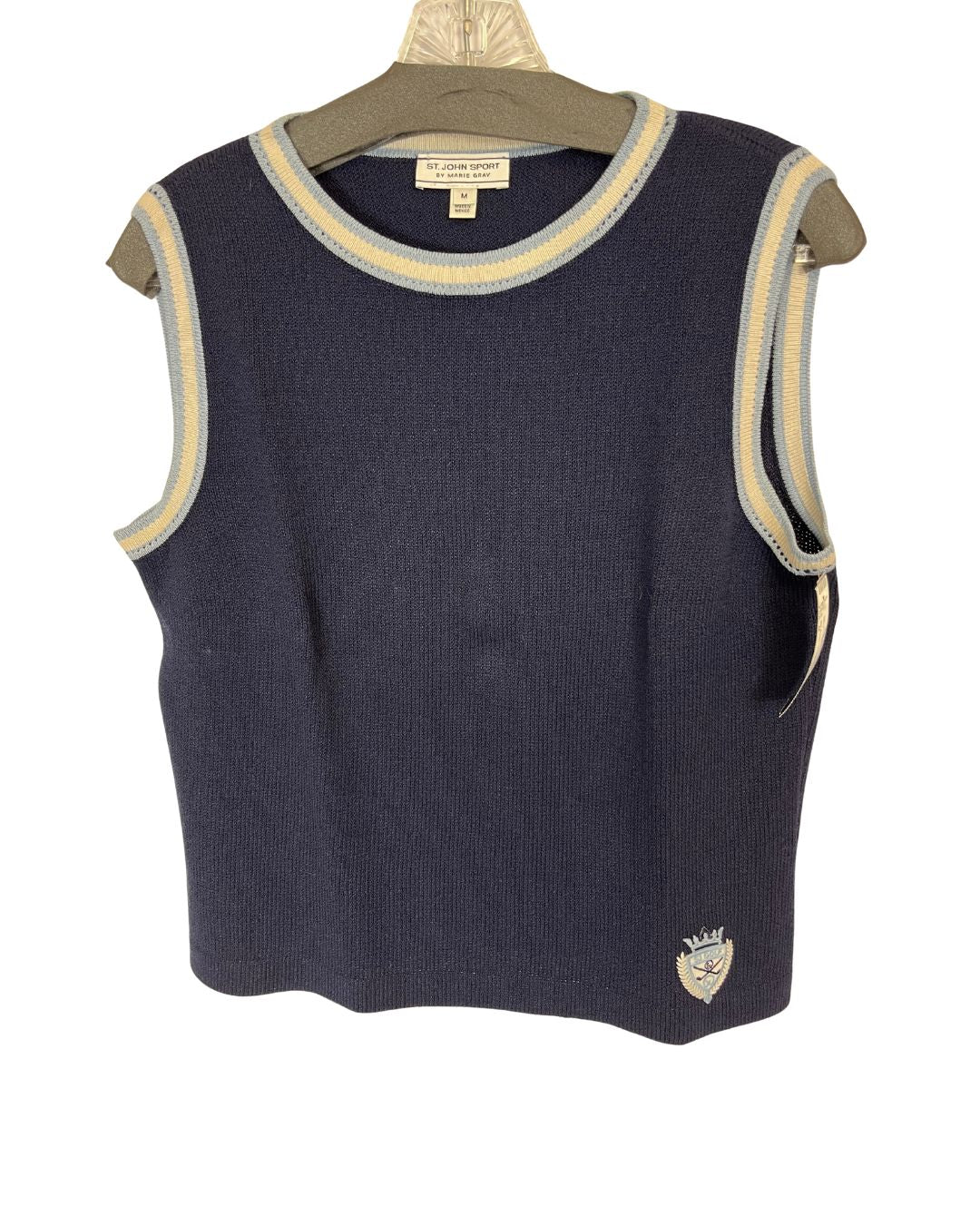 ST JOHN Sport Navy Blue Two-Piece Cardigan Set (Size M)