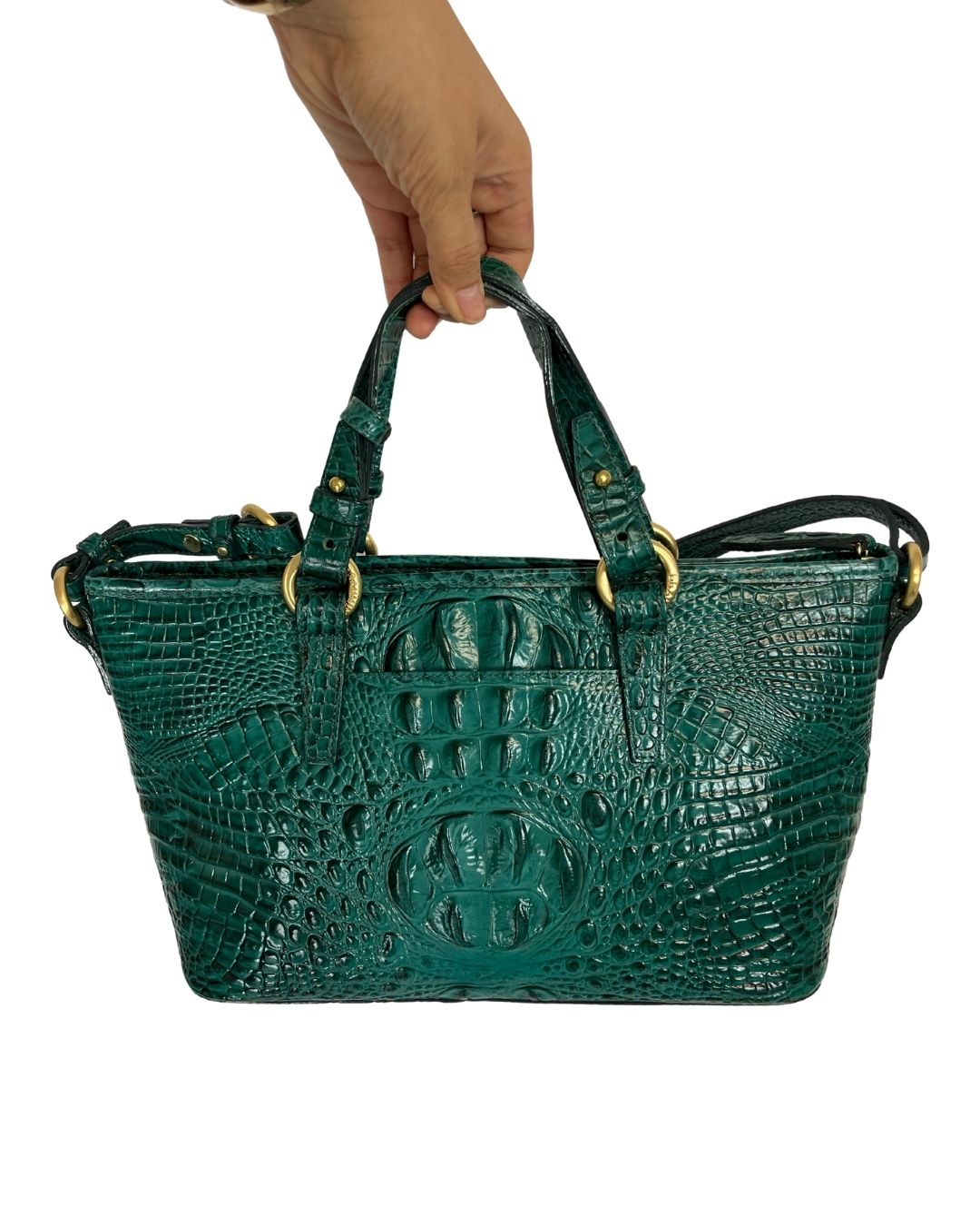 BRAHMIN Mini Asher Turquoise Crocodile Embossed Leather Purse
