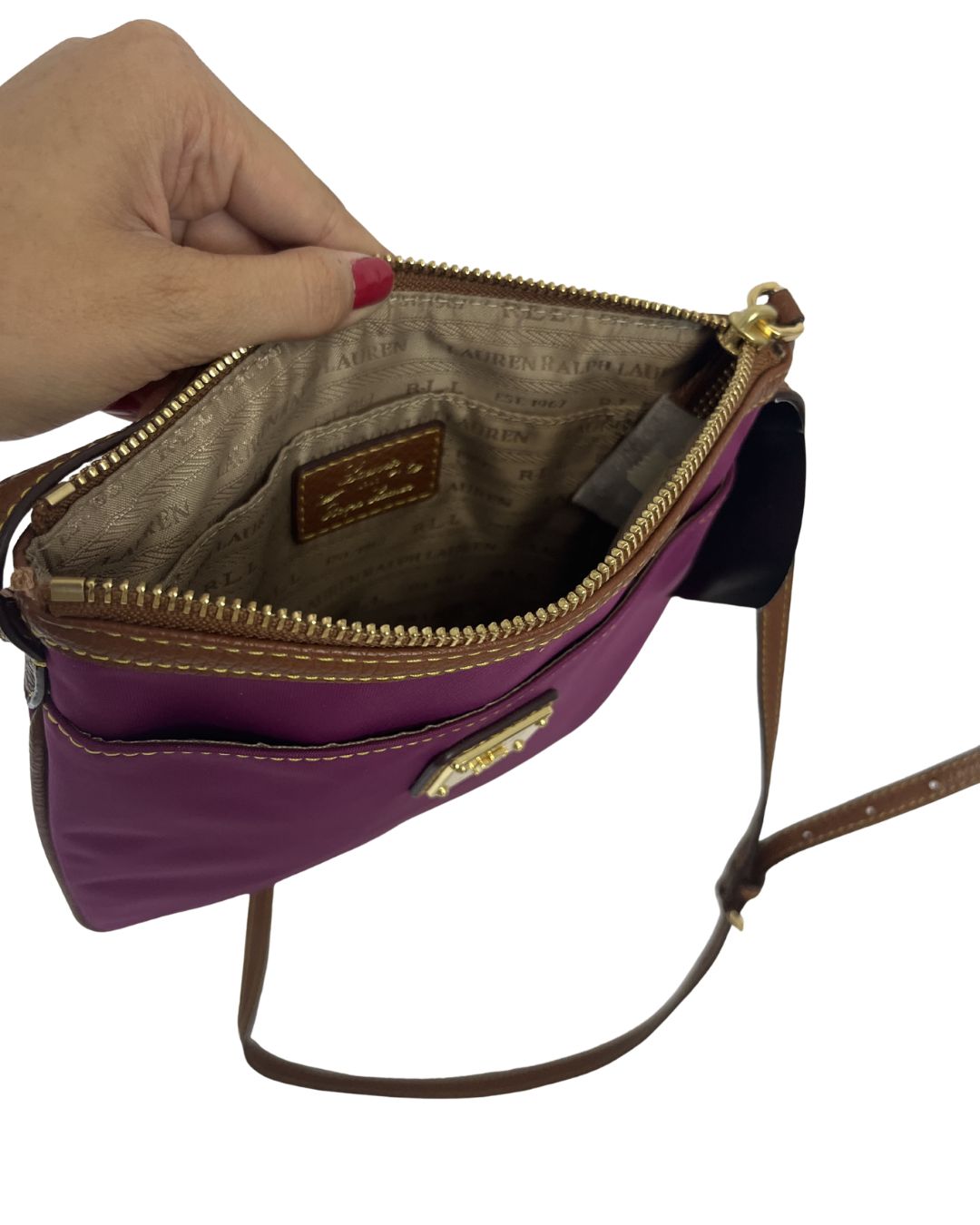 RALPH LAUREN Purple Nylon Crossbody Bag