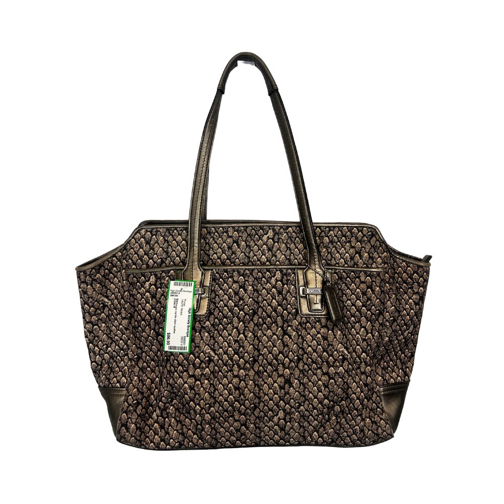 Coach Reptile Print Tote – Black & Taupe with Leather Straps | Y2K Glam Meets Everyday Edge