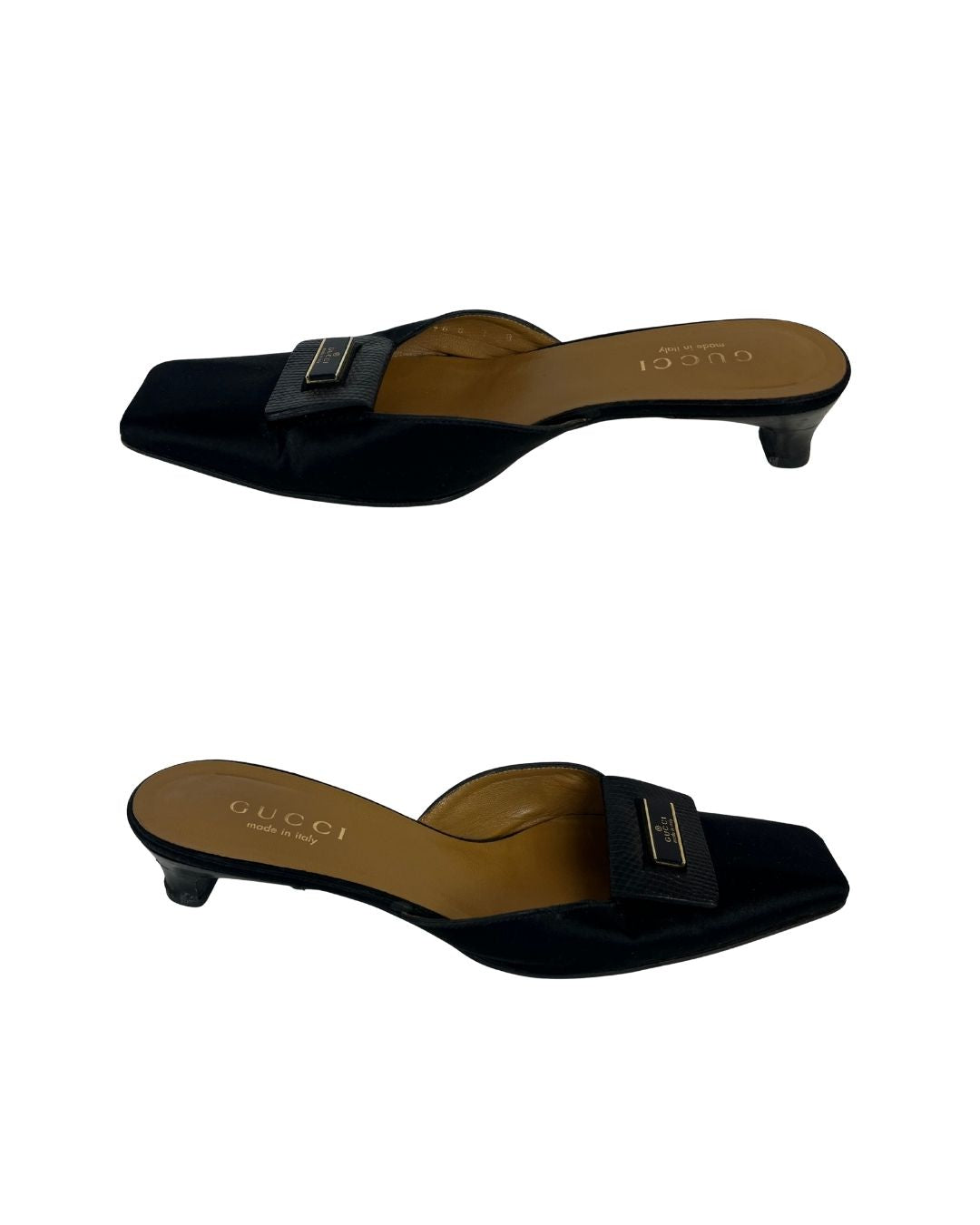 GUCCI Black Satin Mules (US 7)