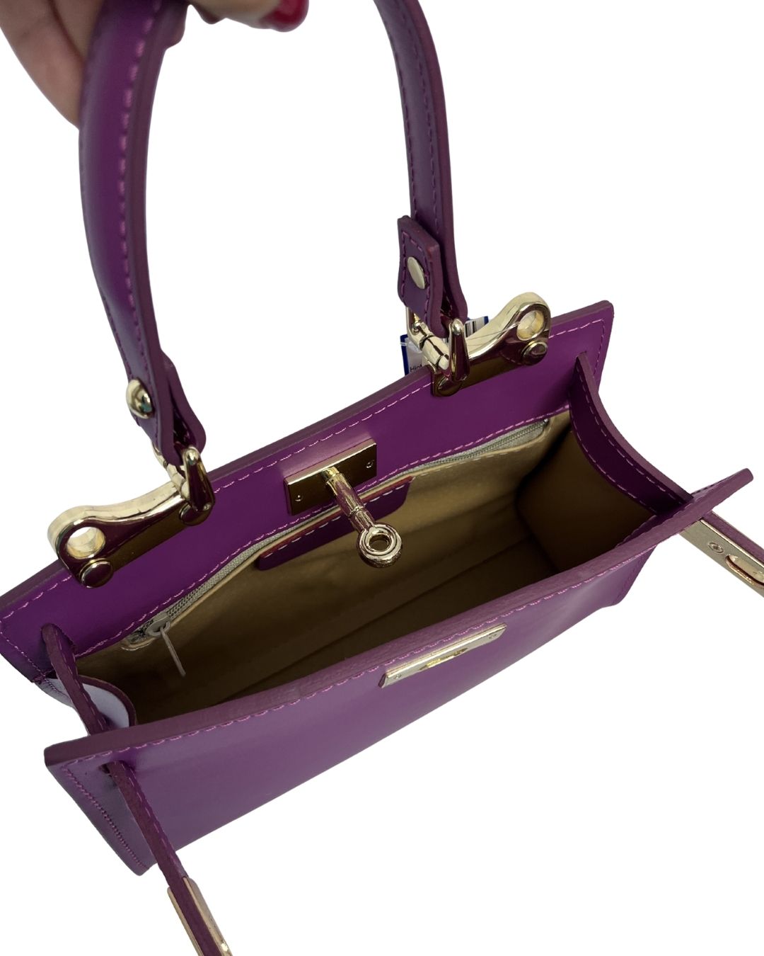 VERA PELLE Purple Leather Handbag