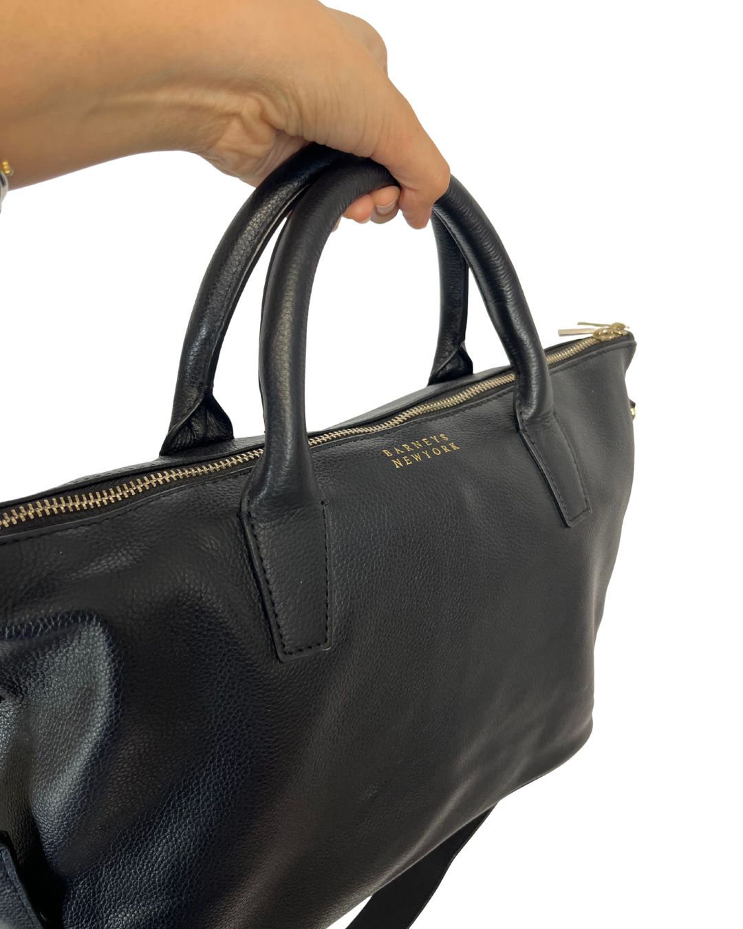 BARNEYS NEW YORK Black Leather Monica Satchel Bag