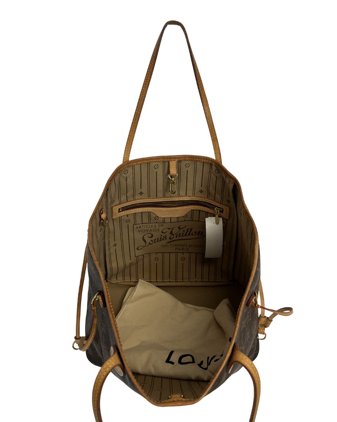 LOUIS VUITTON Brown MM Neverfull Tote Bag