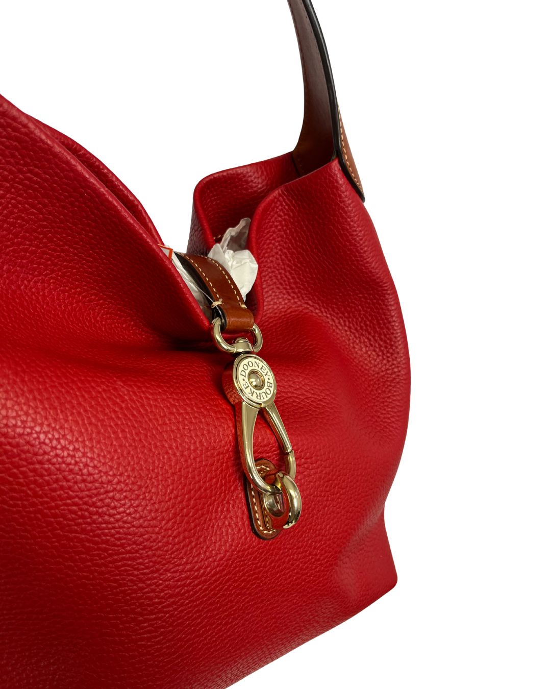 Dooney & Bourke Red Leather Pebble Grain Lock Hobo Bag