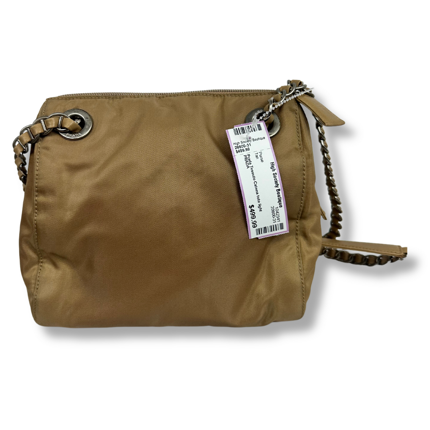 PRADA Brown Tessuto Catena Shoulder Bag
