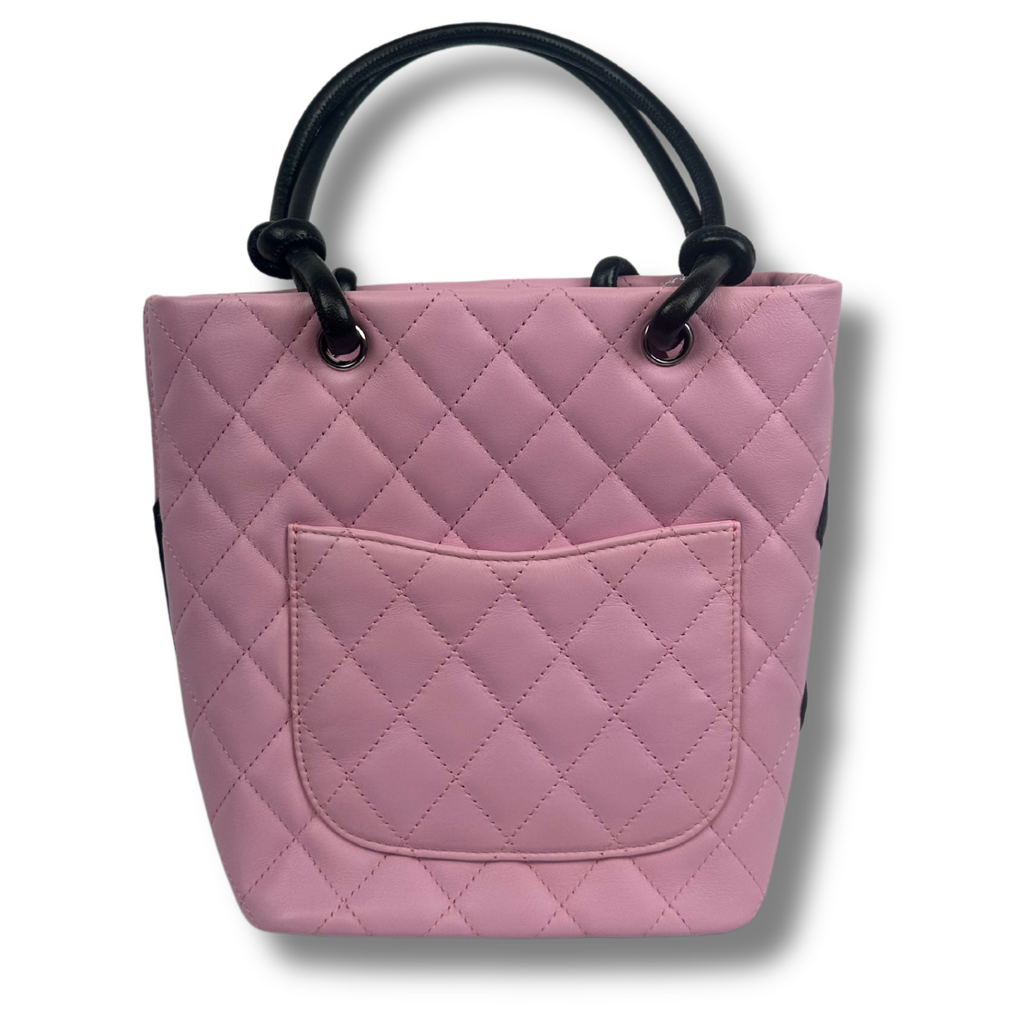 CHANEL Pink and Black Quilted Bucket Bag