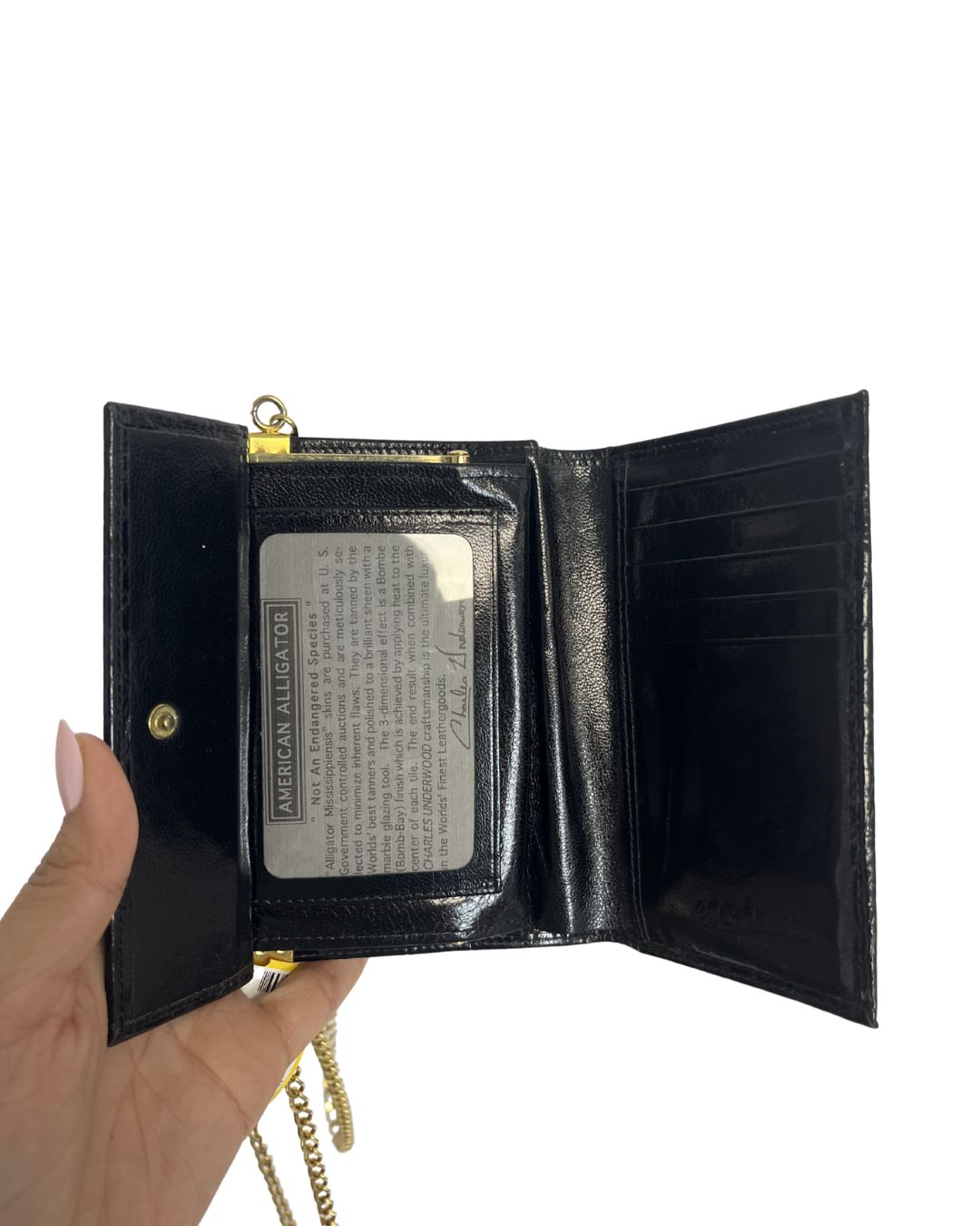 CHARLES UNDERWOOD Black Leather Wallet Crossbody Purse