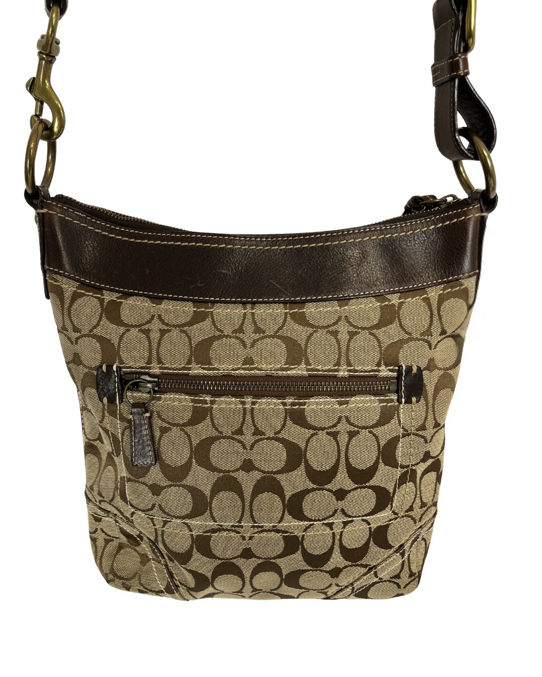 COACH Vintage Signature Logo Canvas Brown Crossbody Shoulder Bag