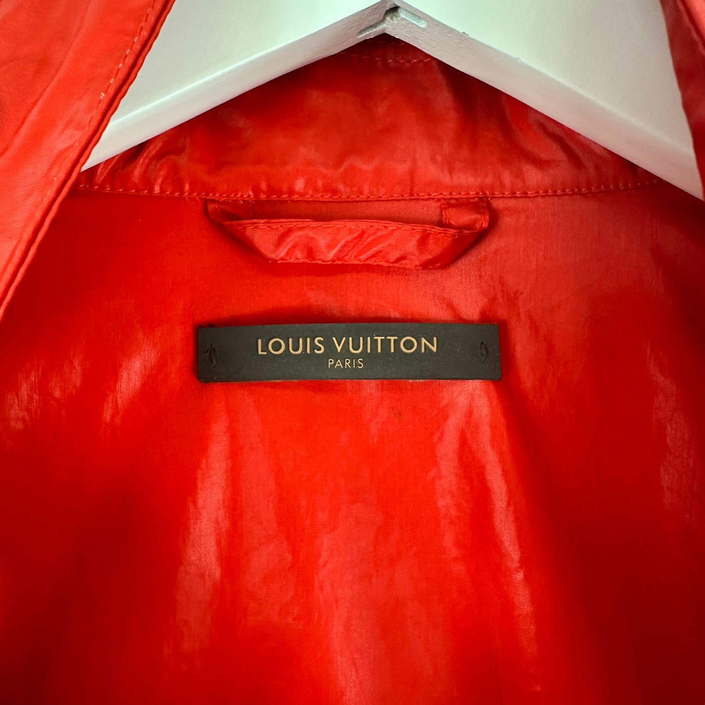 LOUIS VUITTON Red Poly Short-Sleeve Zip Up