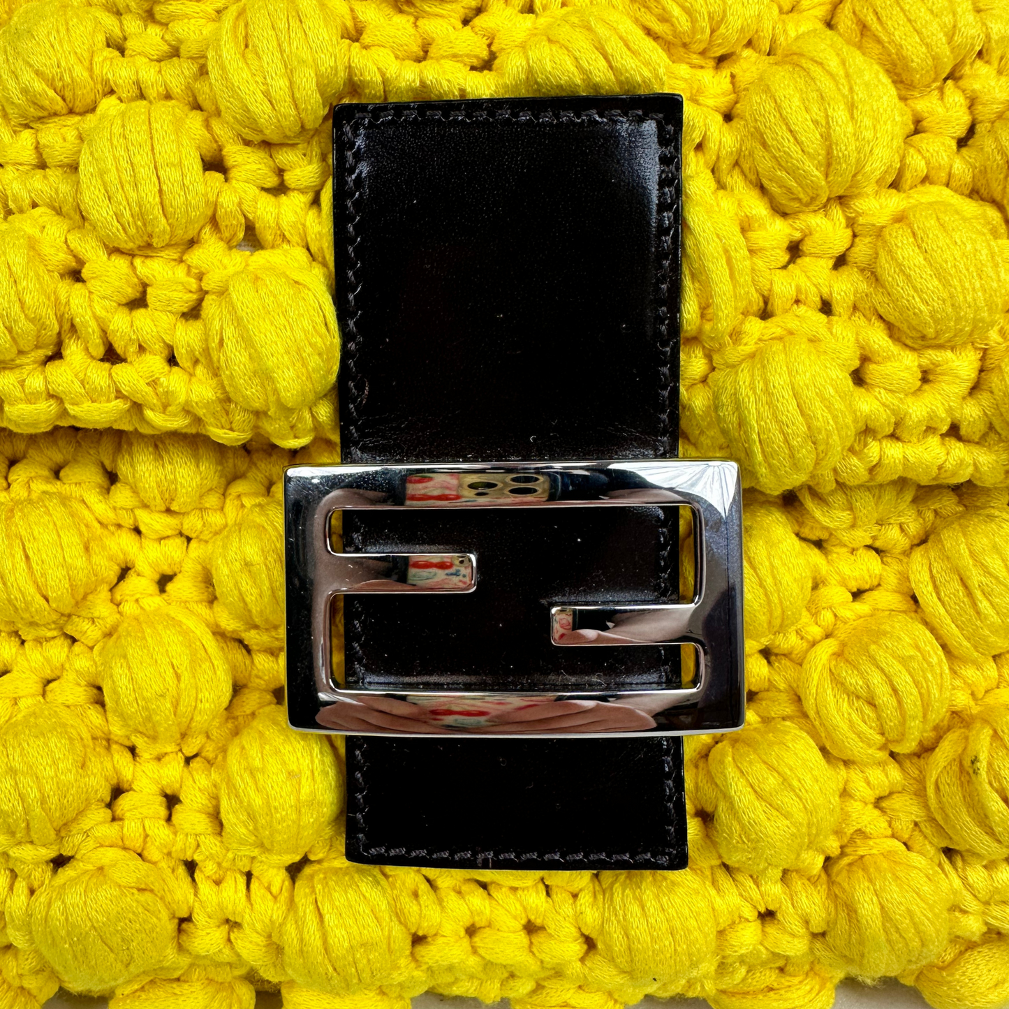 FENDI Yellow Crochet Baguette