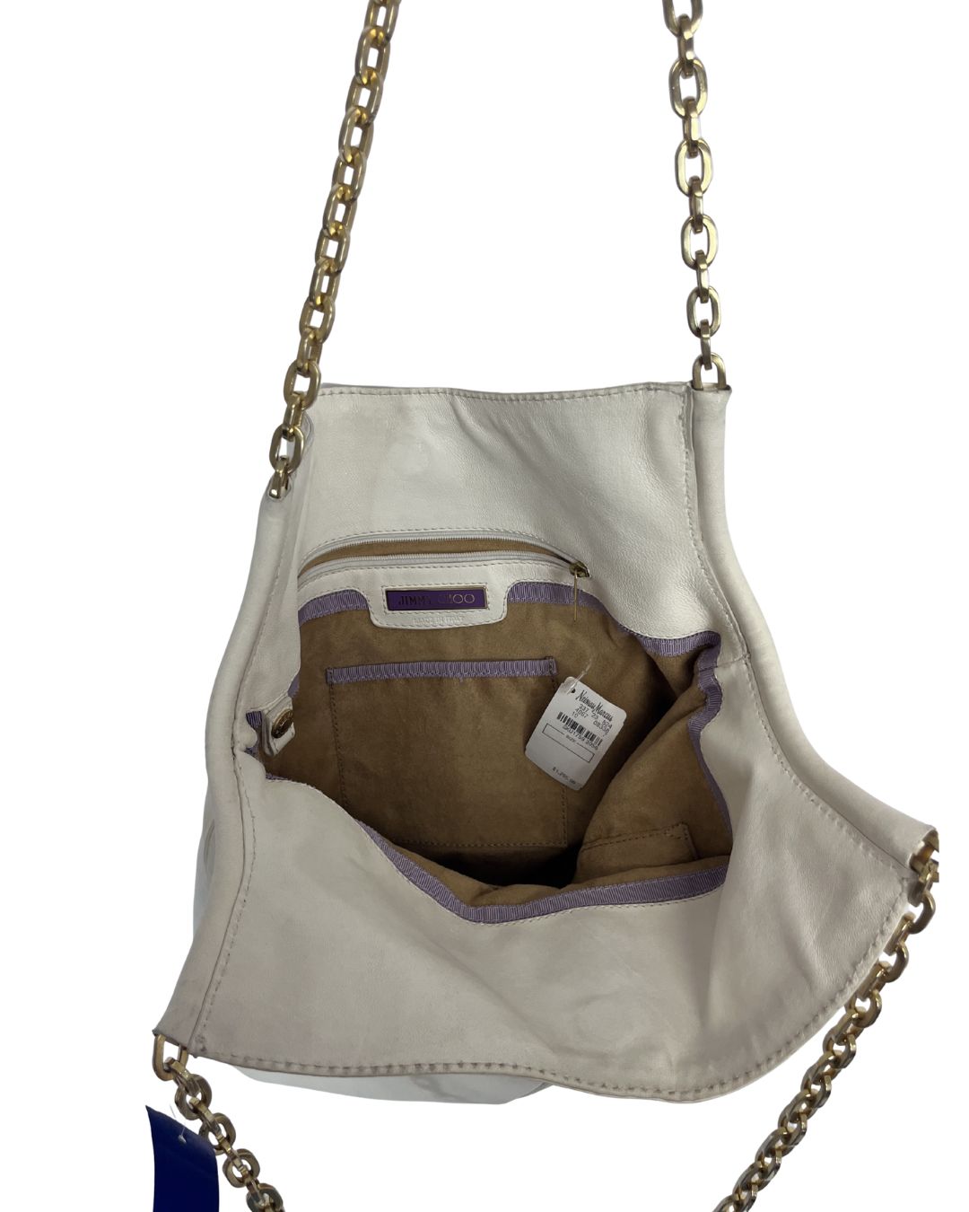 JIMMY CHOO White Leather Hobo Shoulder Bag