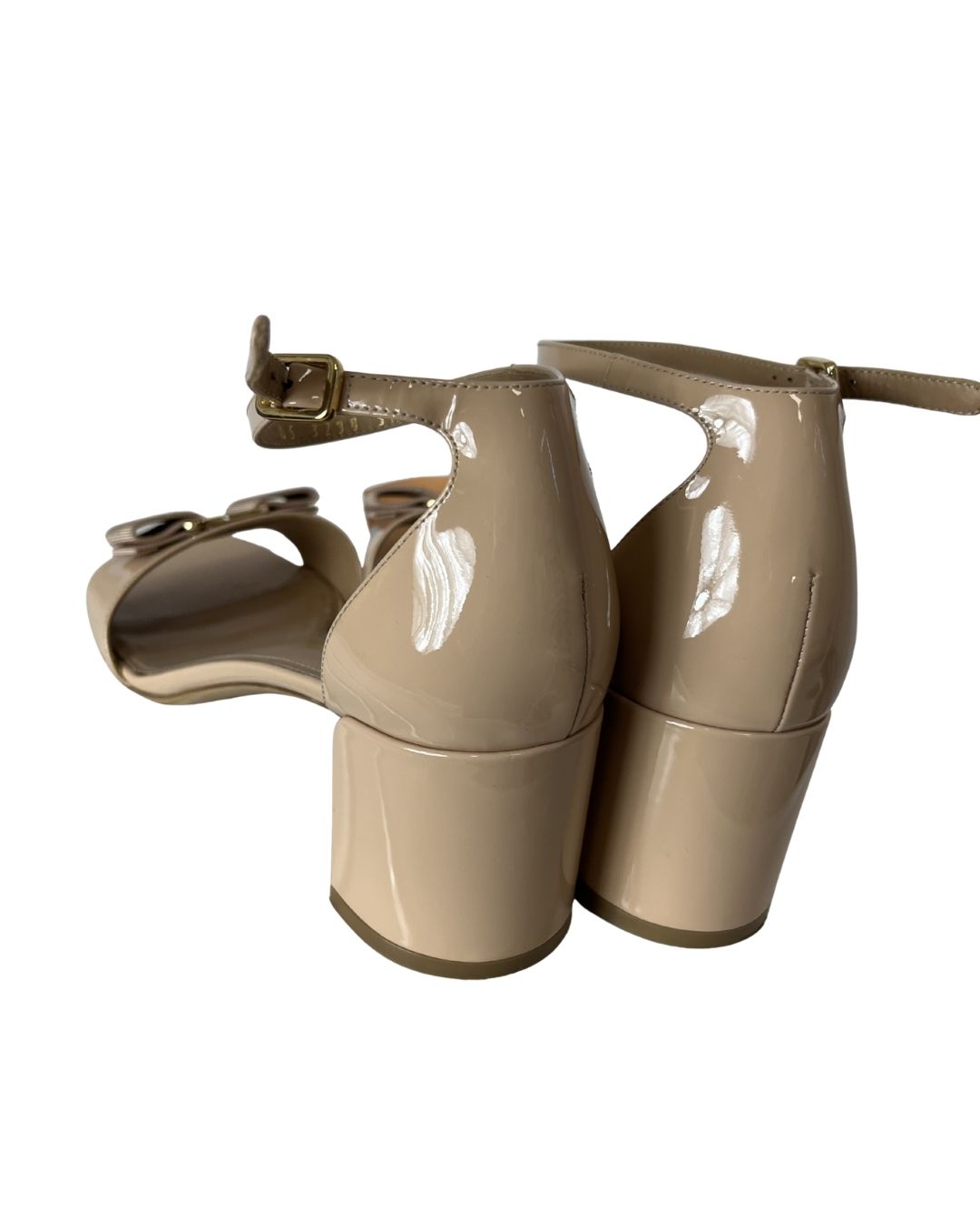FERRAGAMO Gavina Nude Leather Sandal Pumps (Size 9.5)