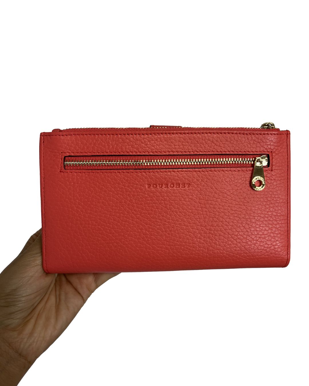POURCHET Coral Pink Foldover Wallet