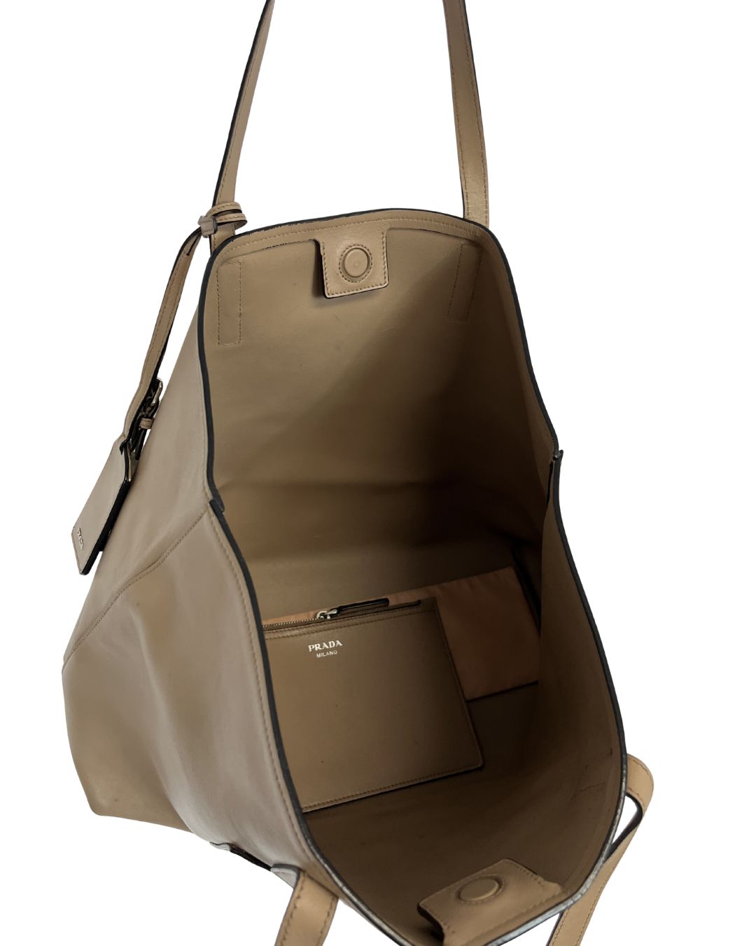 PRADA City Calf Leather Tan Tote Bag