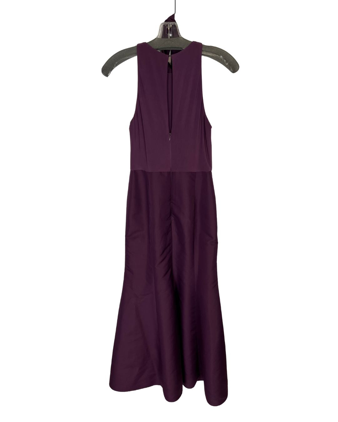 ALFRED SUNG Purple Satin Round Neck Drape Evening Dress (Size S)