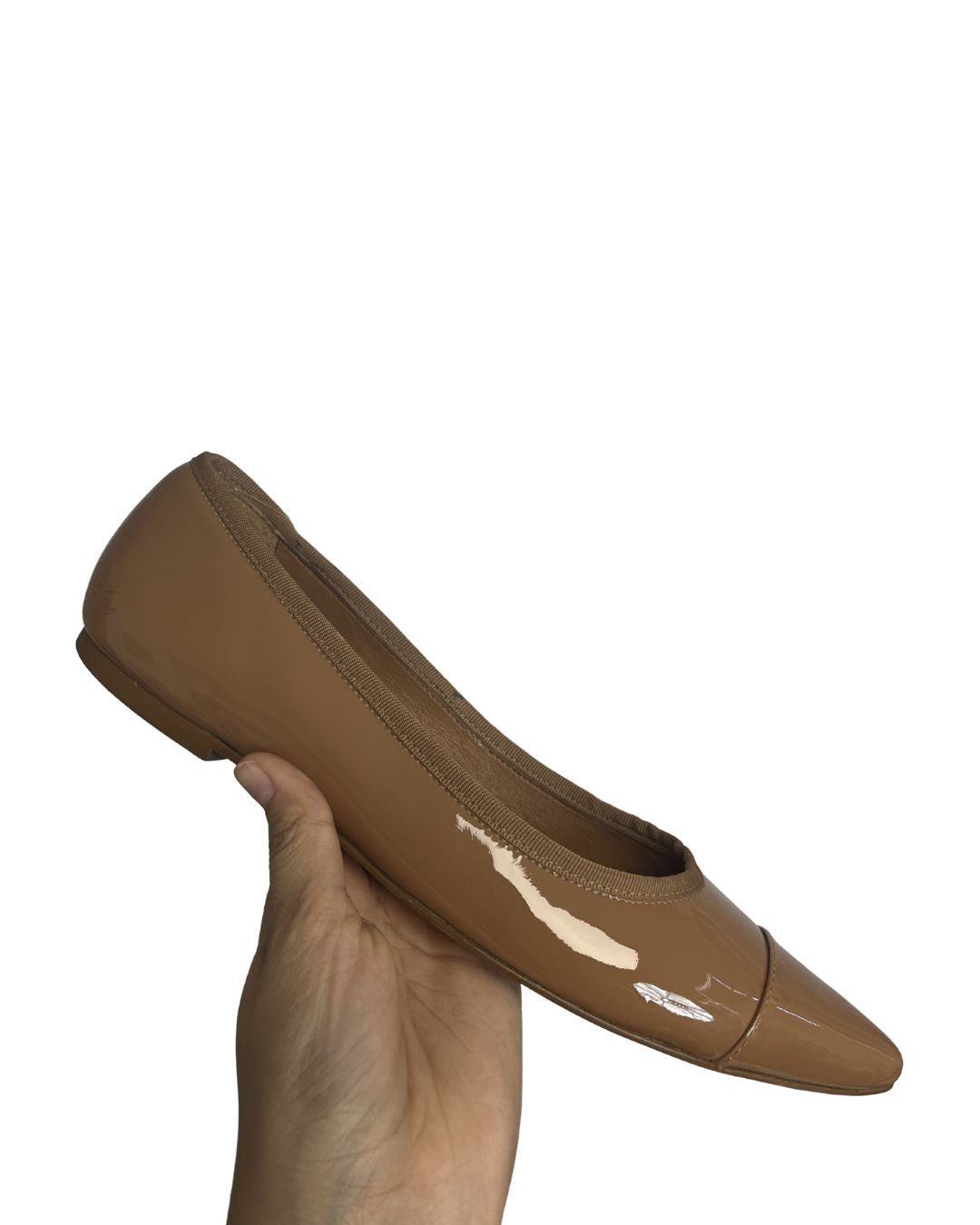 REBECCA ALLEN Brown Patent Leather Ballet Flats (Size 7.5)