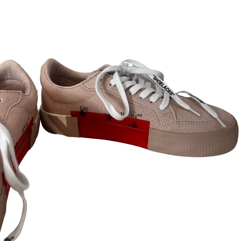 Off-White Canvas Sneakers – Blush with White Stripe Soles (Size 8.5, With Dust Bag)