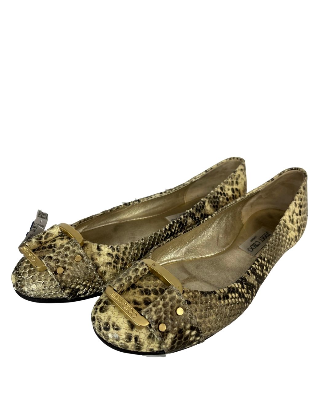 JIMMY CHOO Morse Brown Snakeskin Ballet Flats (Size 10.5)