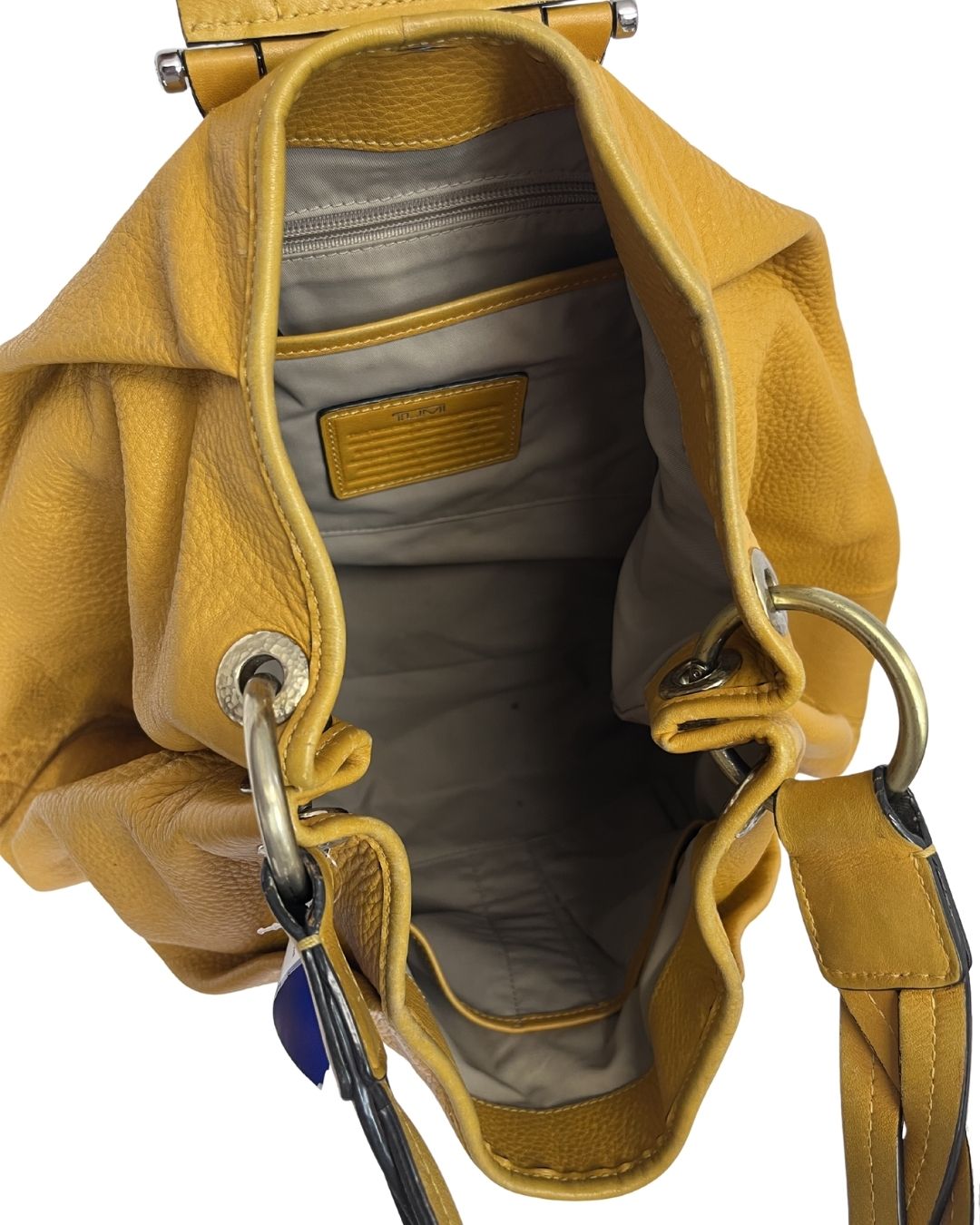 TUMI Mustard Yellow Leather Tote Bag