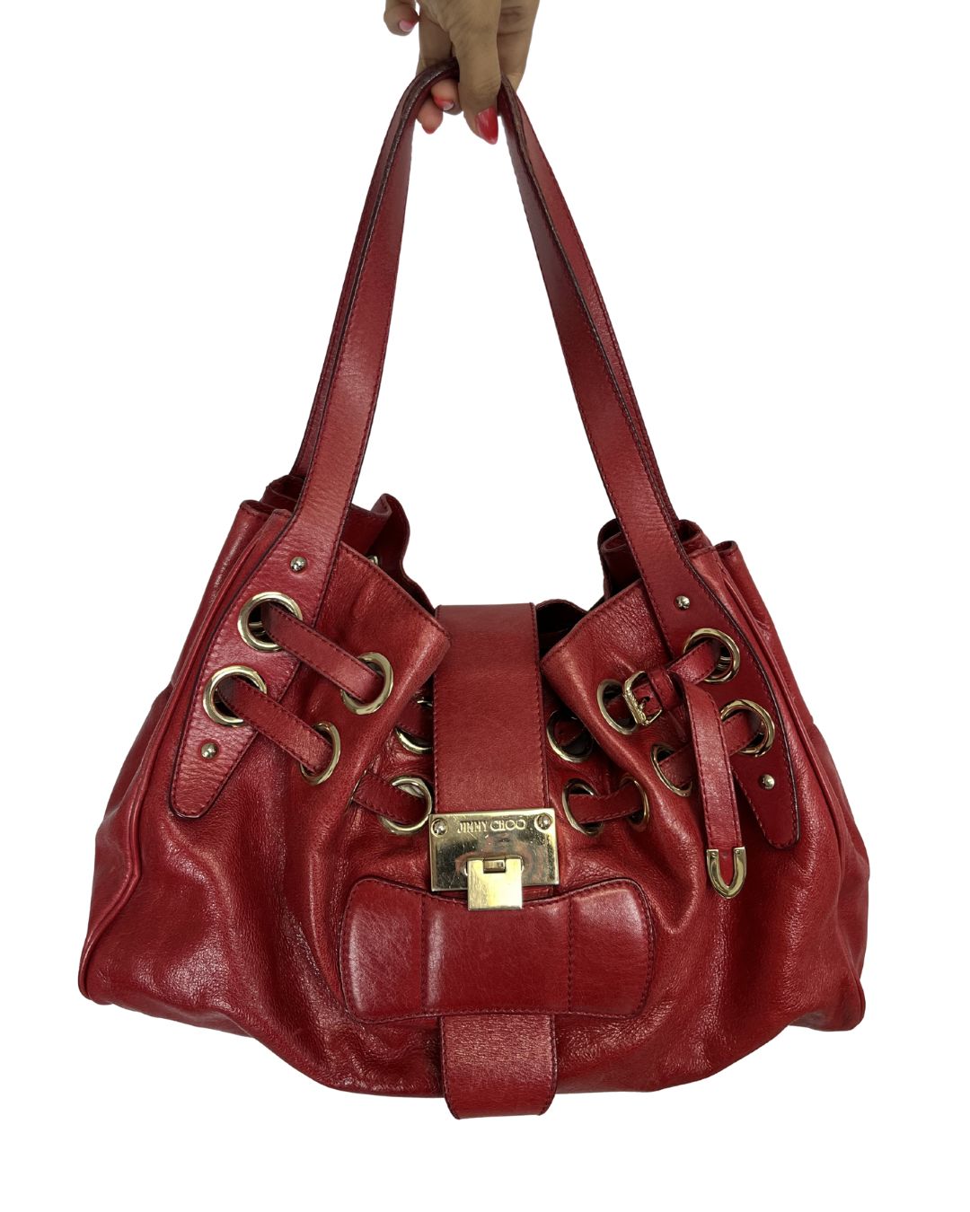 JIMMY CHOO Ramona Red Leather Shoulder Bag – High Society Resale