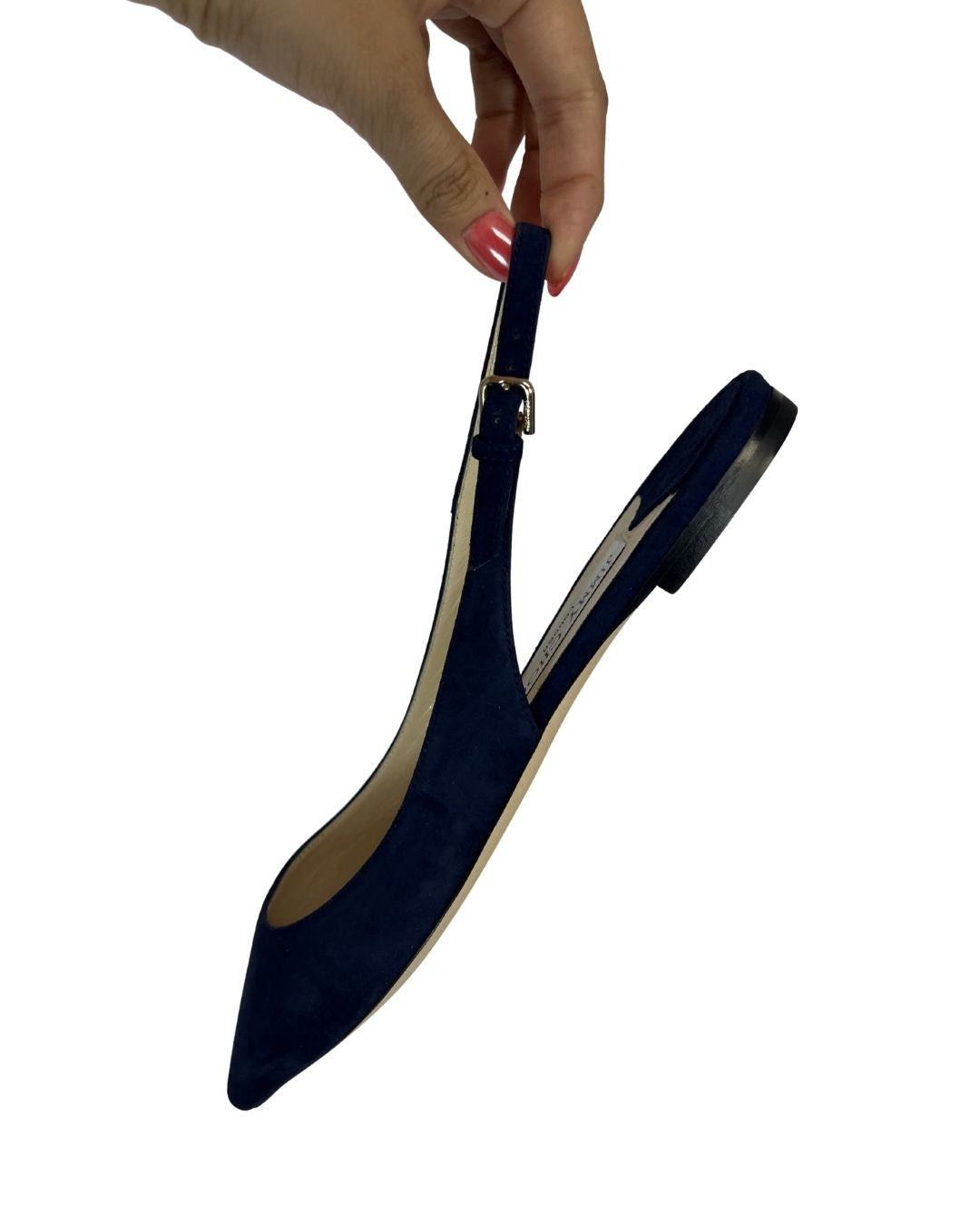 JIMMY CHOO Erin Navy Blue Slingback Flats (Size 6.5)