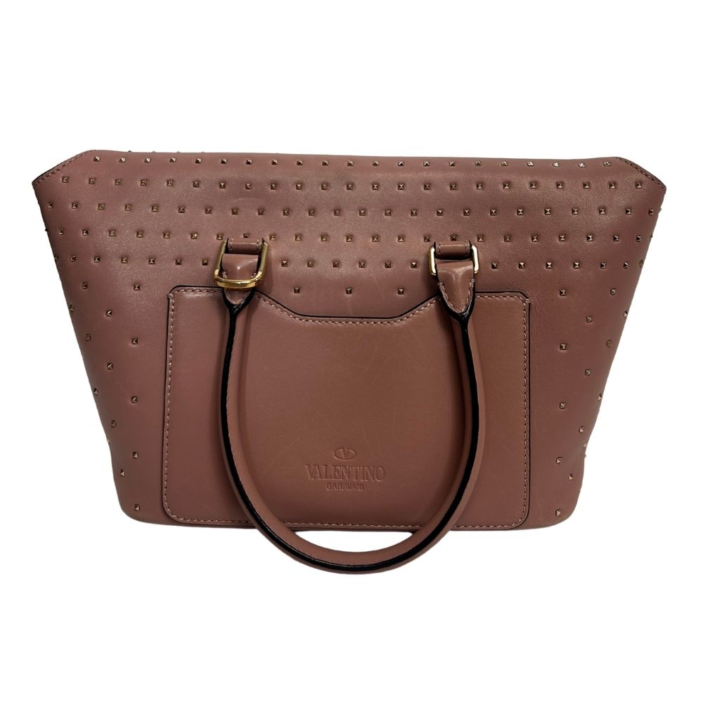 Valentino Blush Studded Satchel with Chainlink Detail – Feminine Edge in Iconic Style