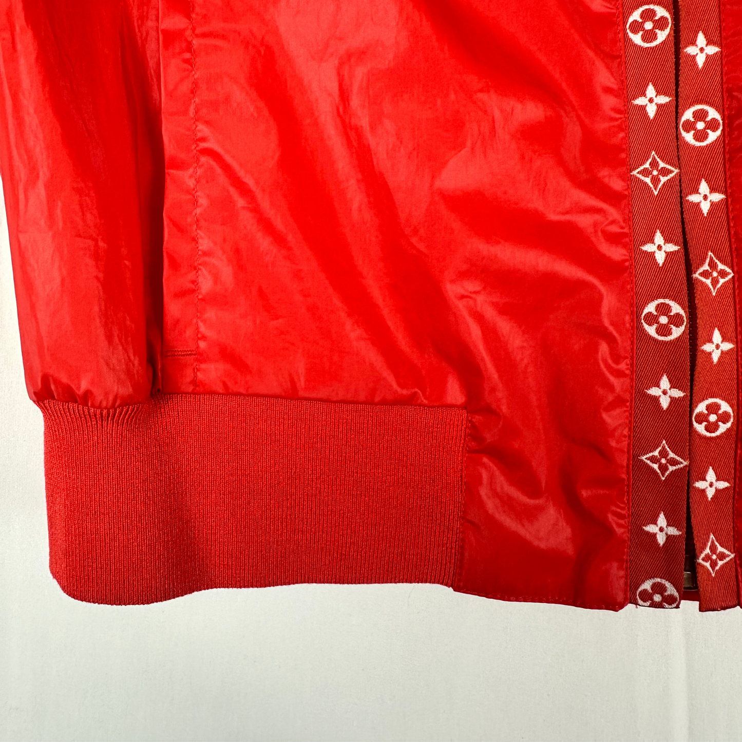 LOUIS VUITTON Red Poly Short-Sleeve Zip Up