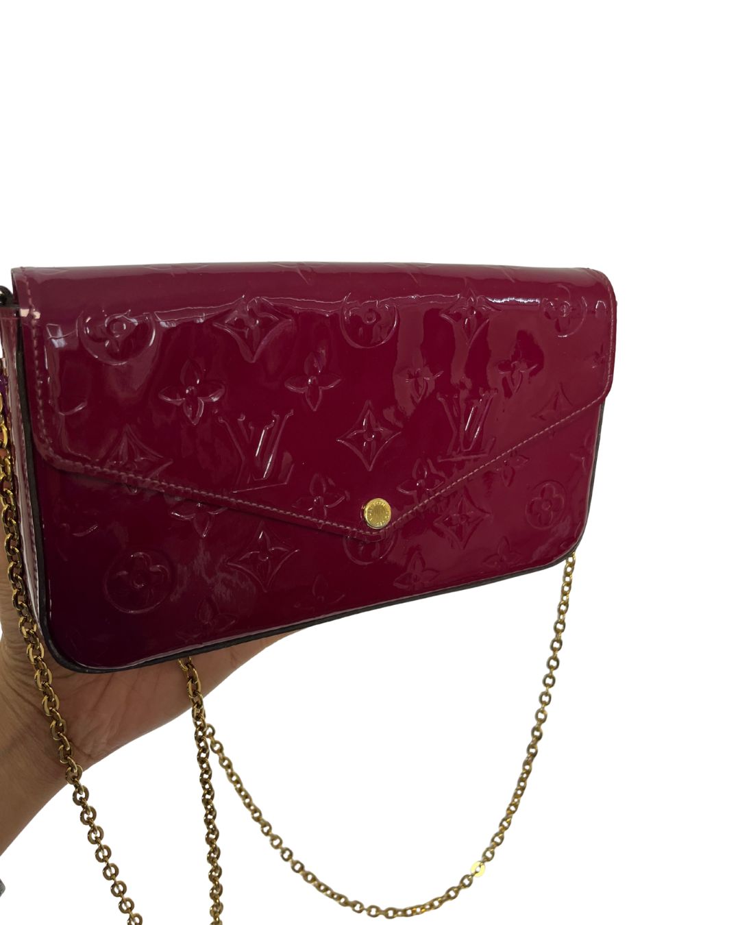 LOUIS VUITTON Magenta Vernis Pochette Felicie Bag