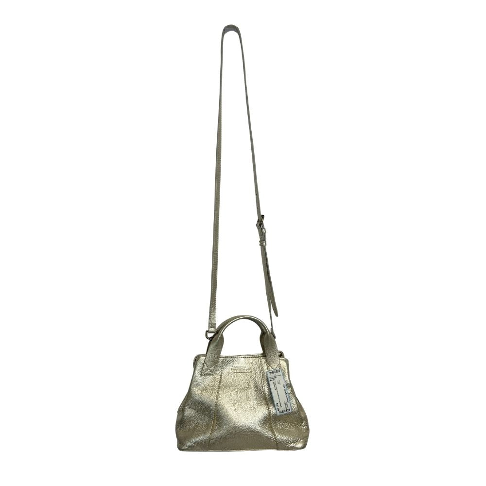American Brand Metallic Gold Leather Satchel – Two Handles & Crossbody Strap