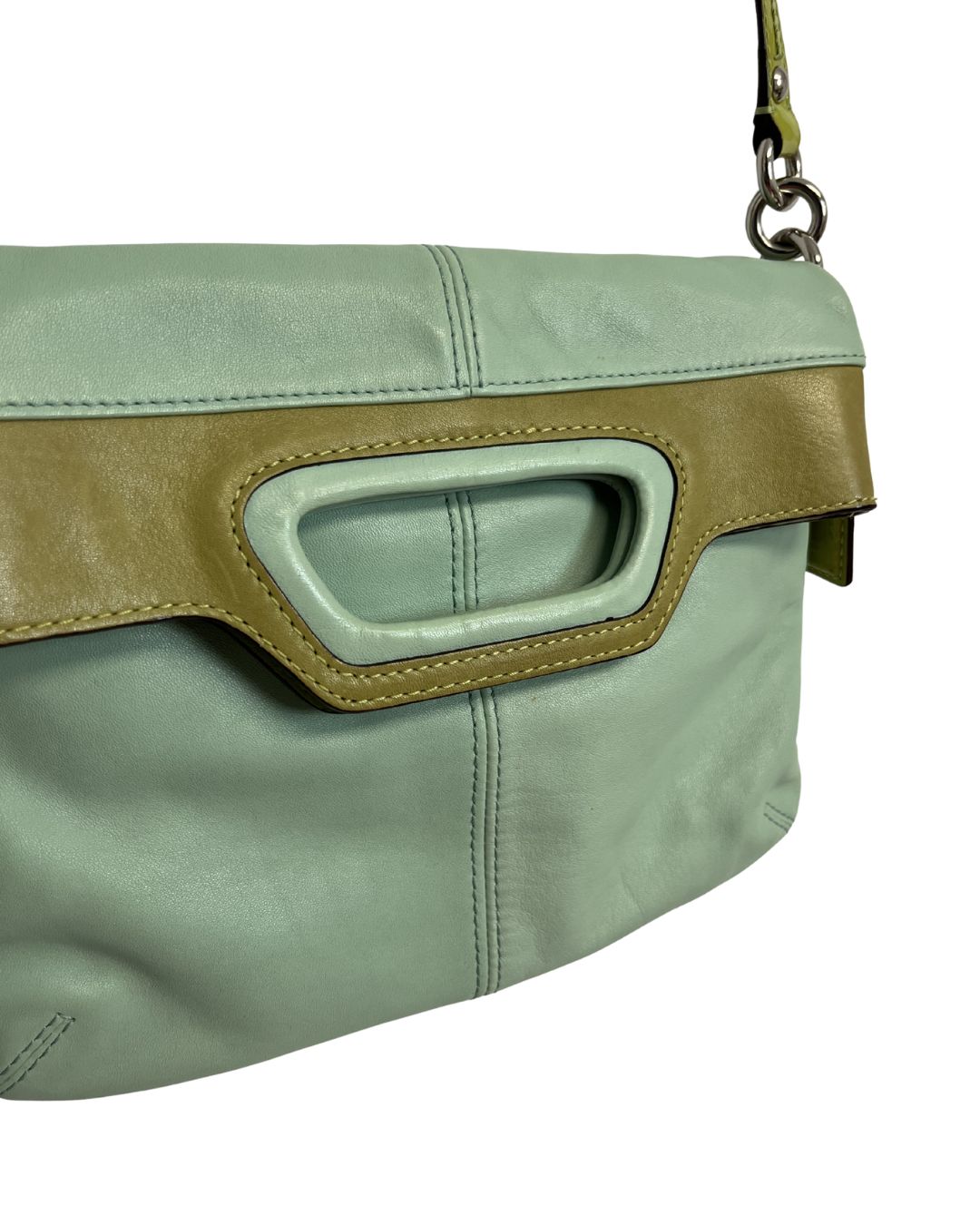 COACH Bonnie Foldover Mint Green Leather Crossbody Purse