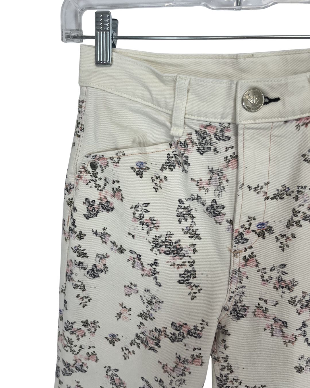 RAG & BONE White Floral Print Straight-Leg Jeans (Size 26)