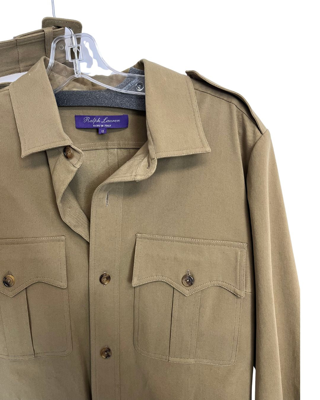 RALPH LAUREN Button Up Tan Dress (Size 12)