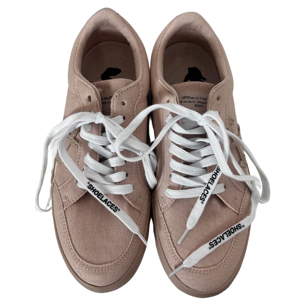 Off-White Canvas Sneakers – Blush with White Stripe Soles (Size 8.5, With Dust Bag)