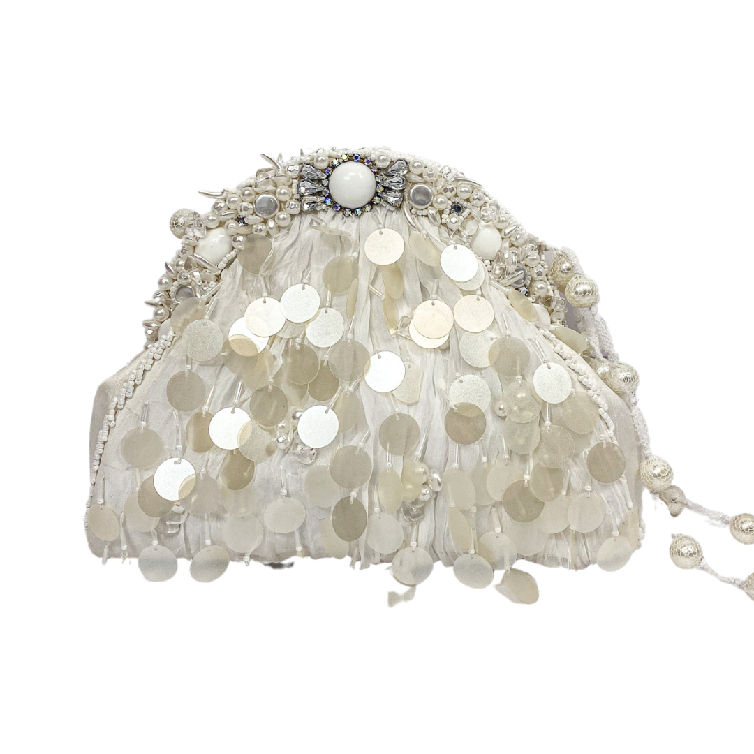 MARY FRANCES Large Sequin Beaded Fabric Bag