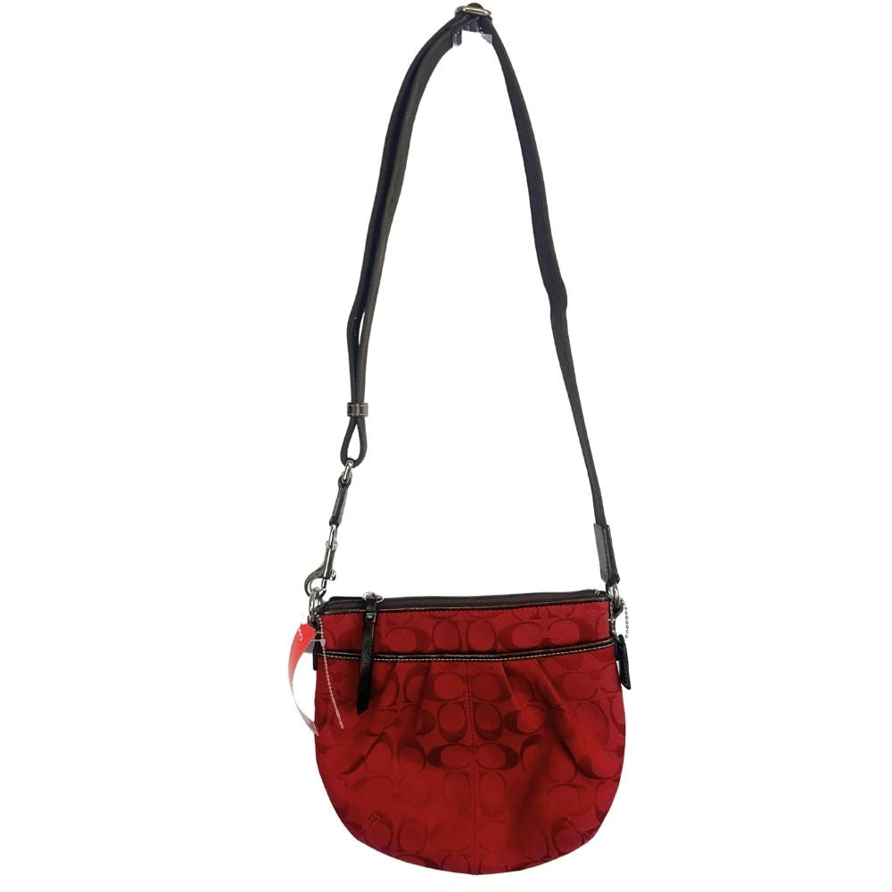 Coach Half Moon "C" Logo Print Red Crossbody Bag