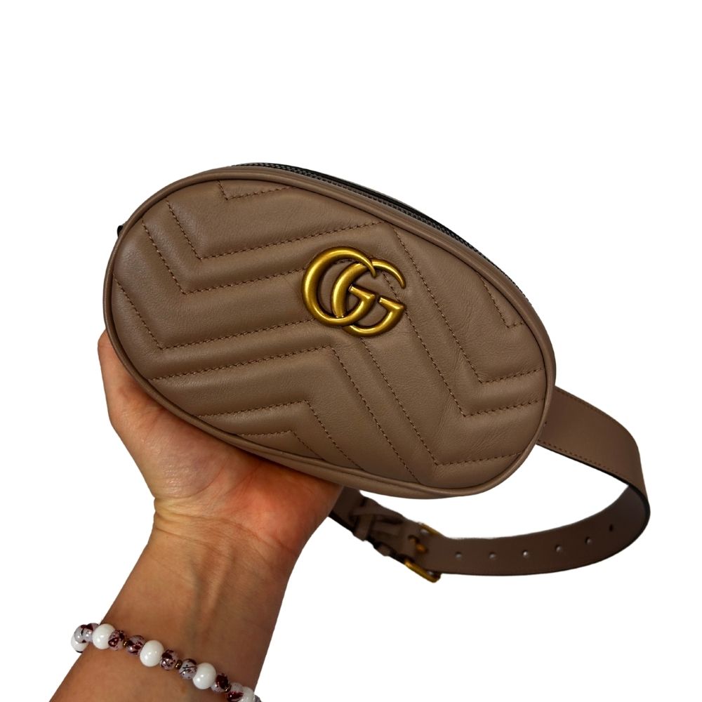 GUCCI Oval Bronze Logo Belt Bag