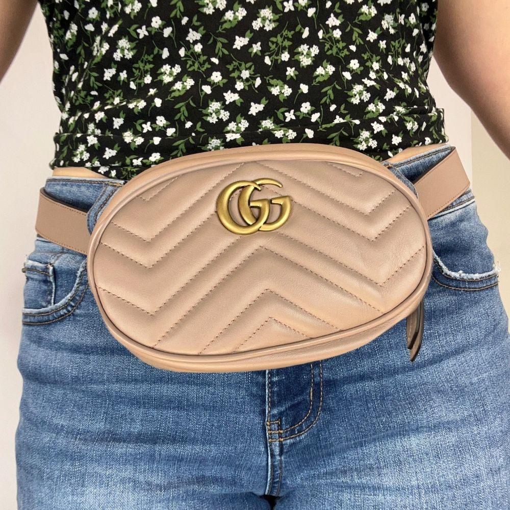 GUCCI Oval Bronze Logo Belt Bag