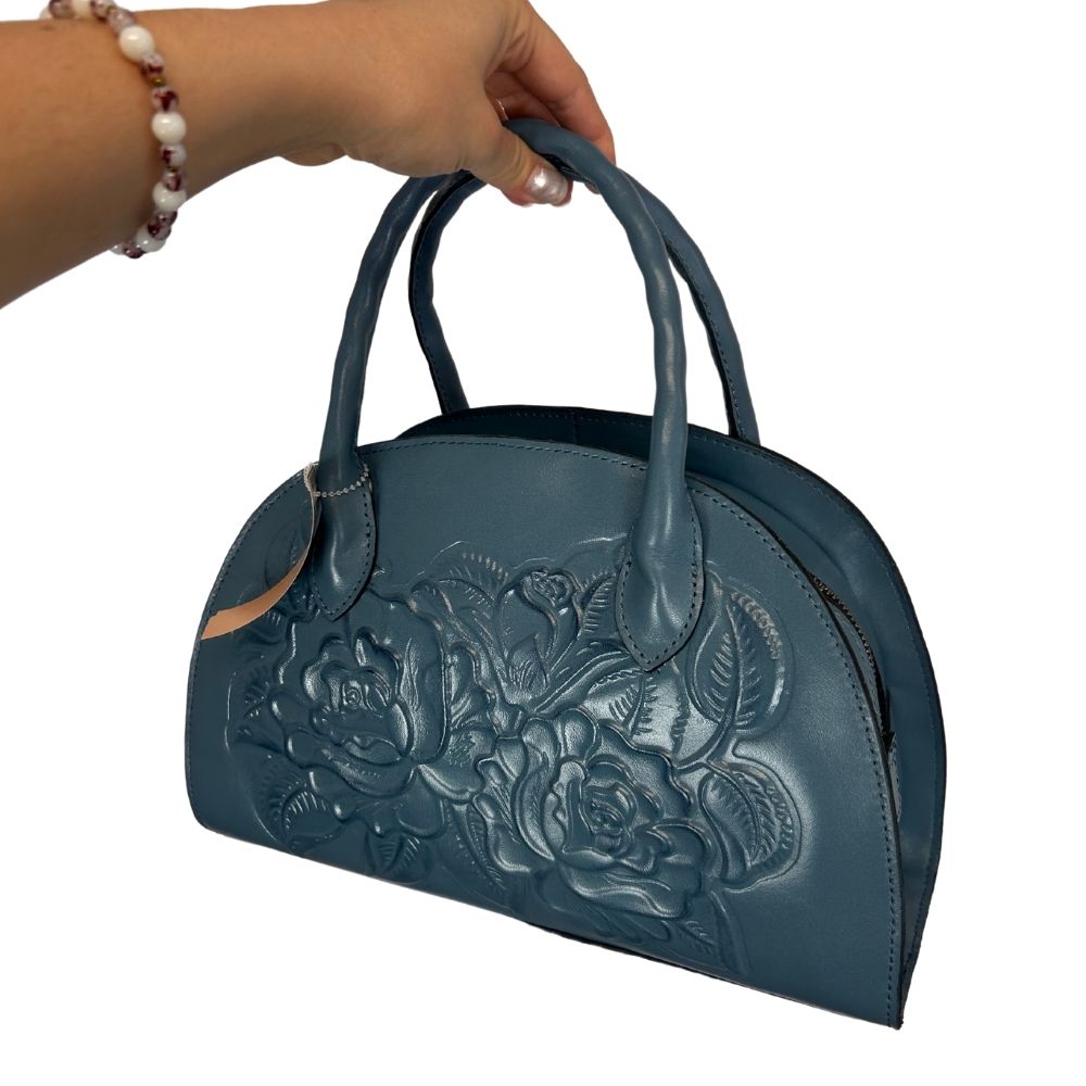 PATRICIA NASH Embossed Floral Half Moon Bag