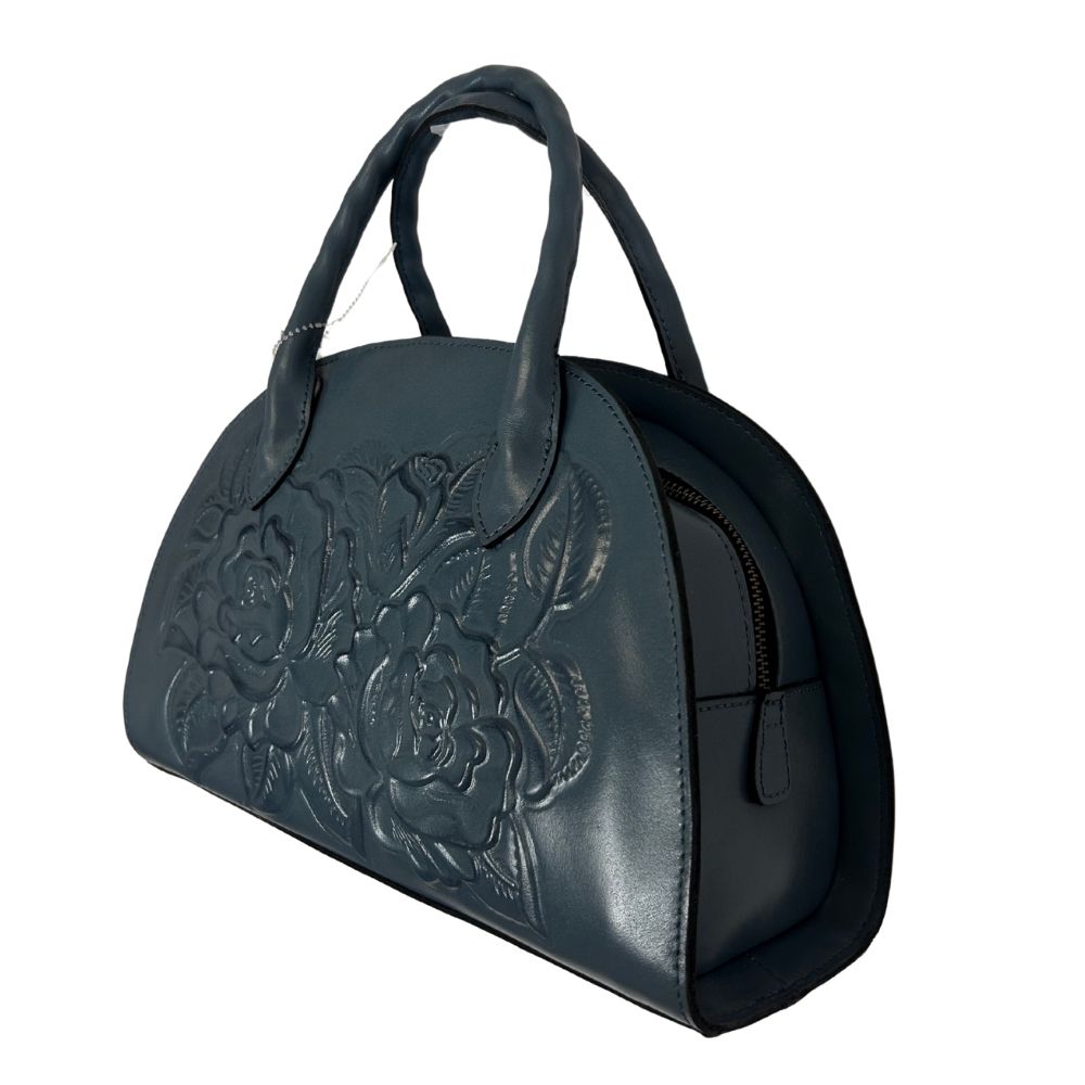 PATRICIA NASH Embossed Floral Half Moon Bag