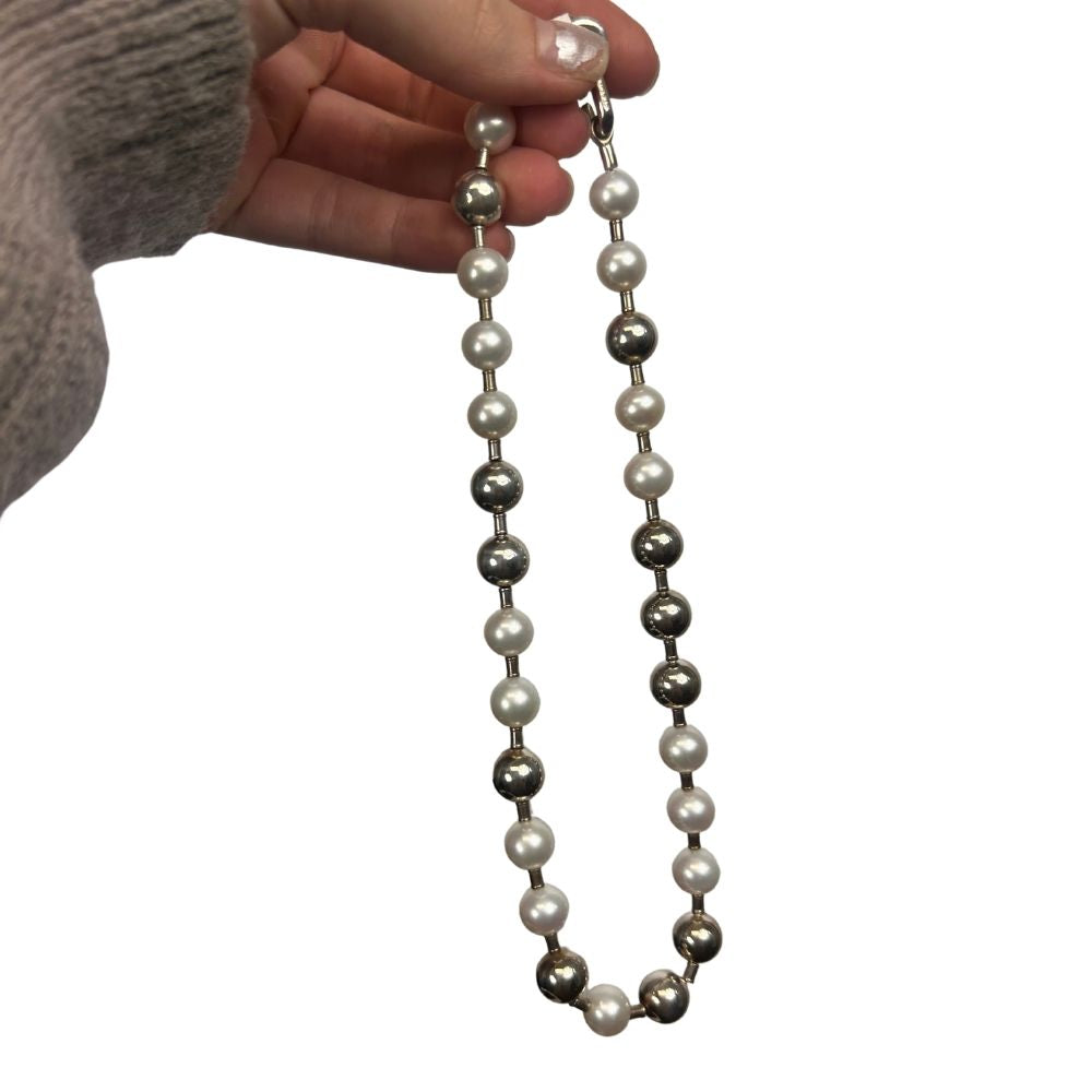 Tiffany & Co. Sterling Silver & Pearl Necklace