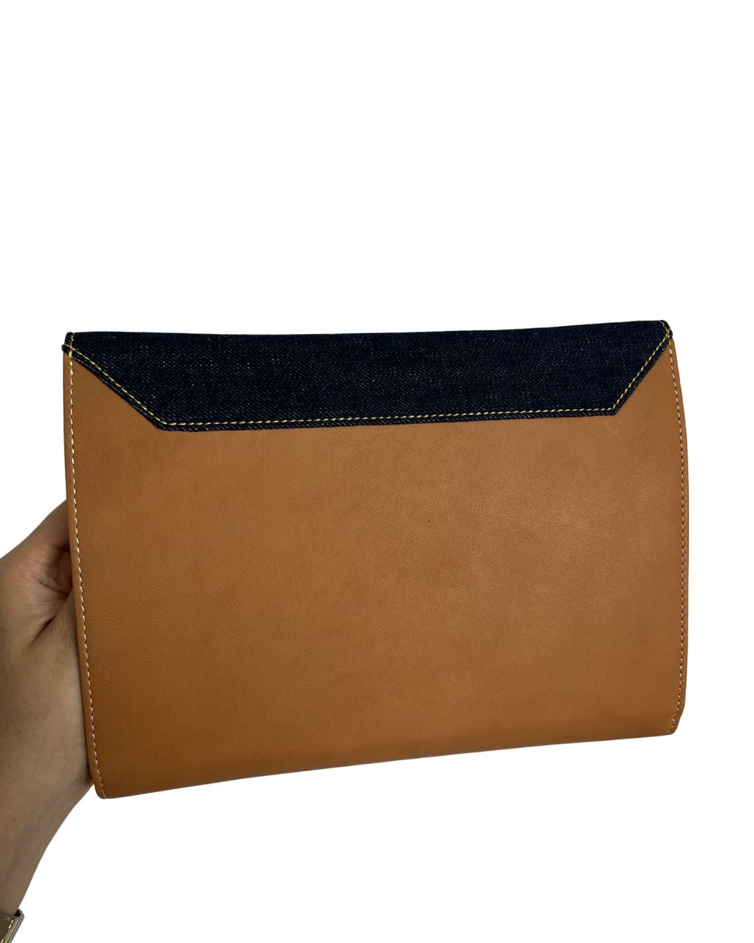 J. McLAUGHLIN Denim Brown Leather Purse Clutch