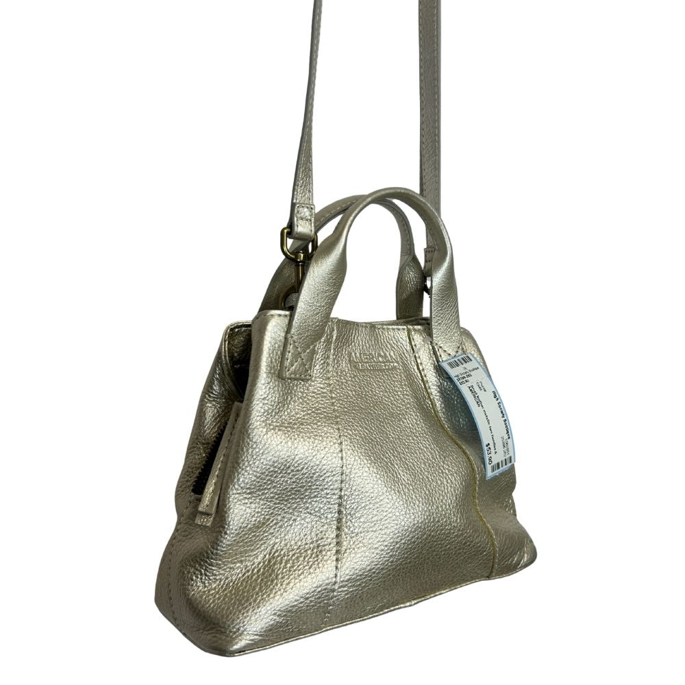 American Brand Metallic Gold Leather Satchel – Two Handles & Crossbody Strap