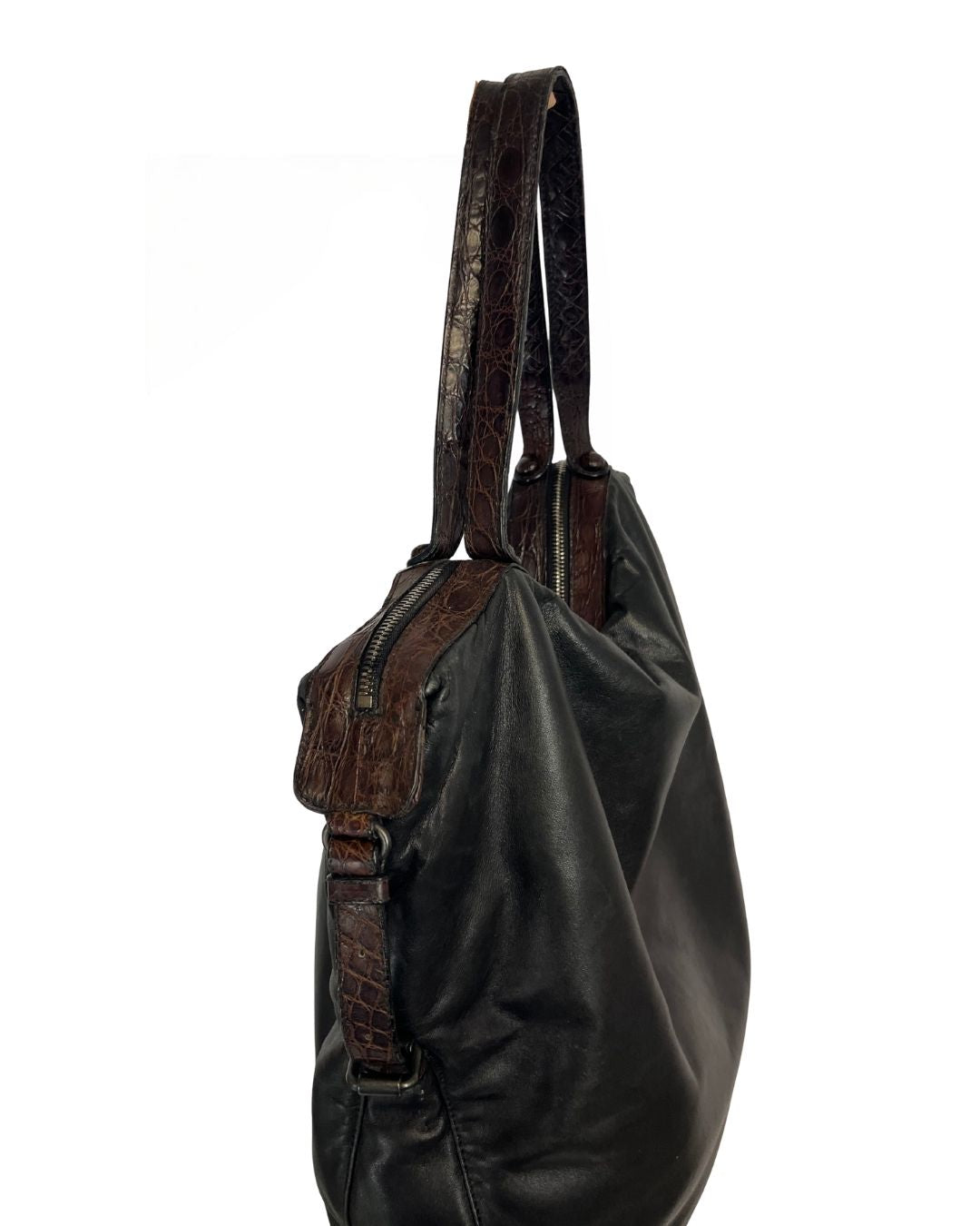 BOTTEGA VENETA Classic Black Leather Tote Bag