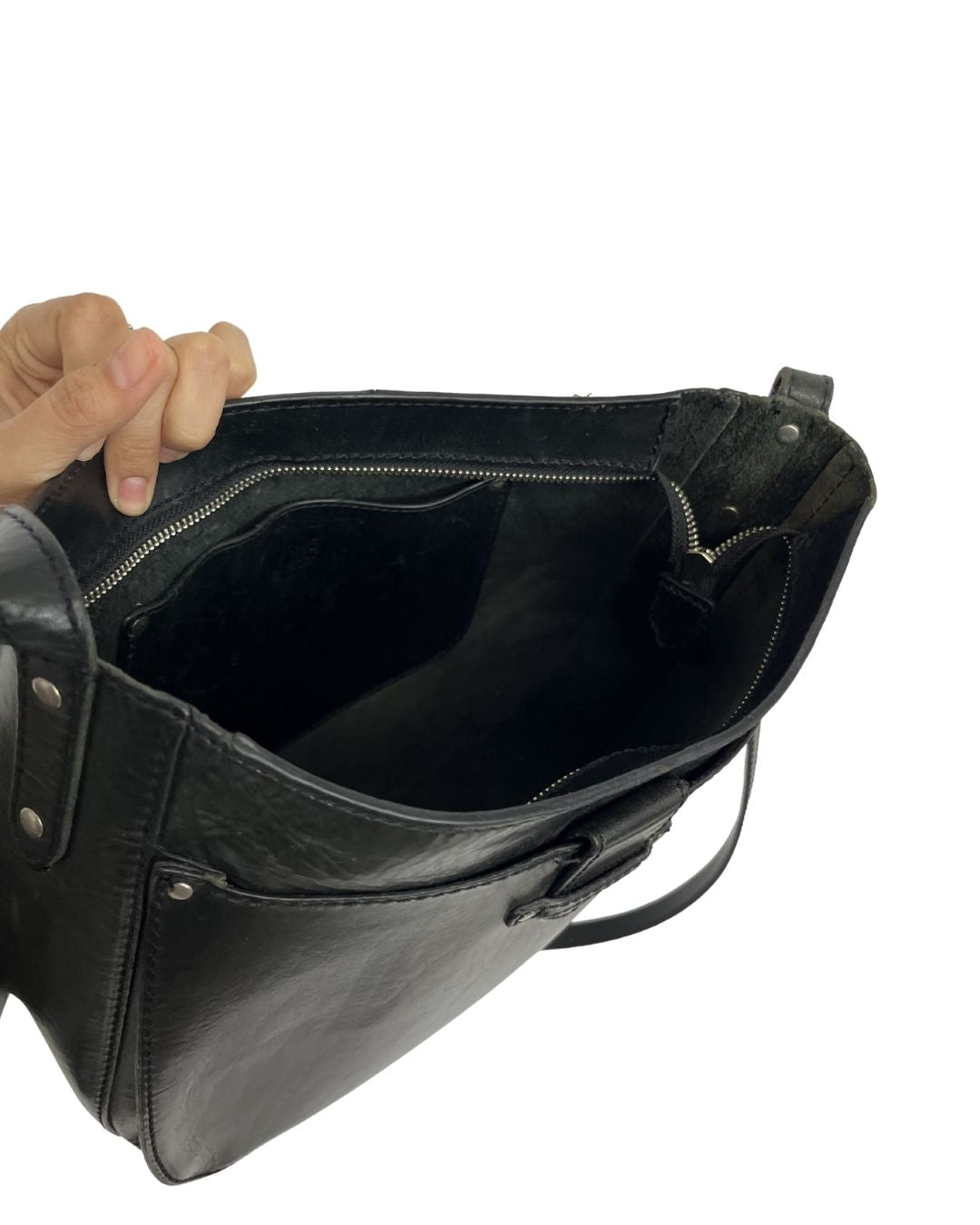 FRYE Black Leather Crossbody Bag
