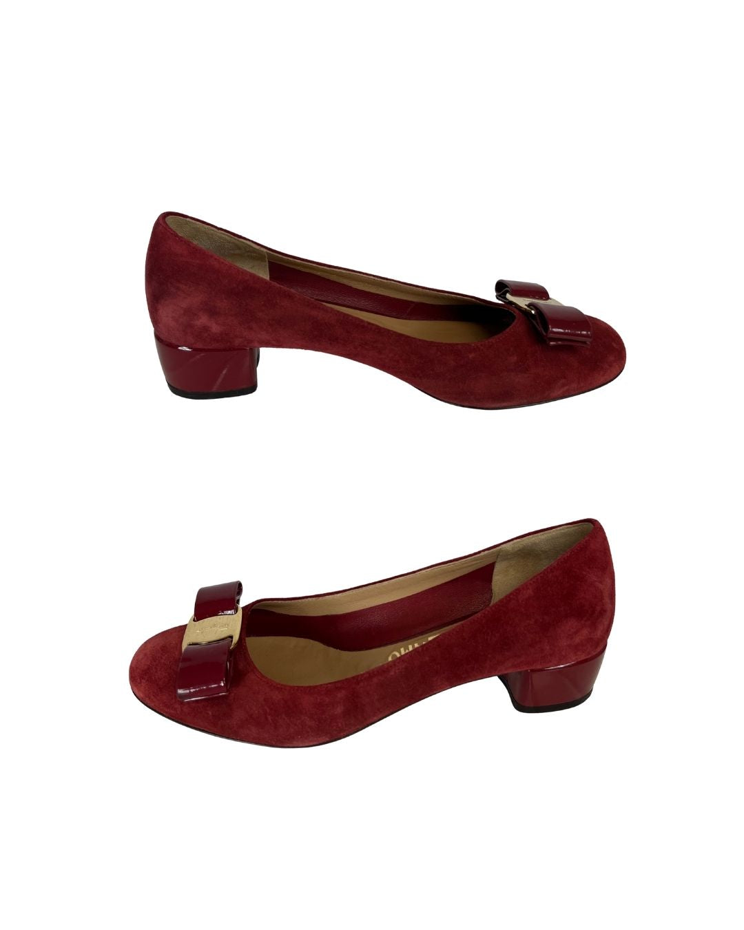 FERRAGAMO Vara Red Suede Pumps (Size 6.5)