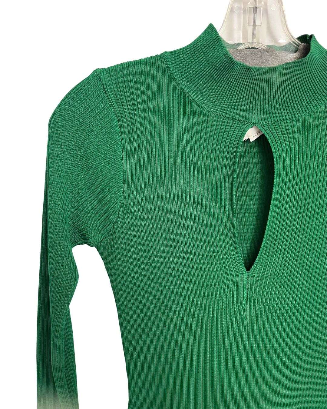 MONSE Ribbed Keyhole Green Knit Dress (Size S)
