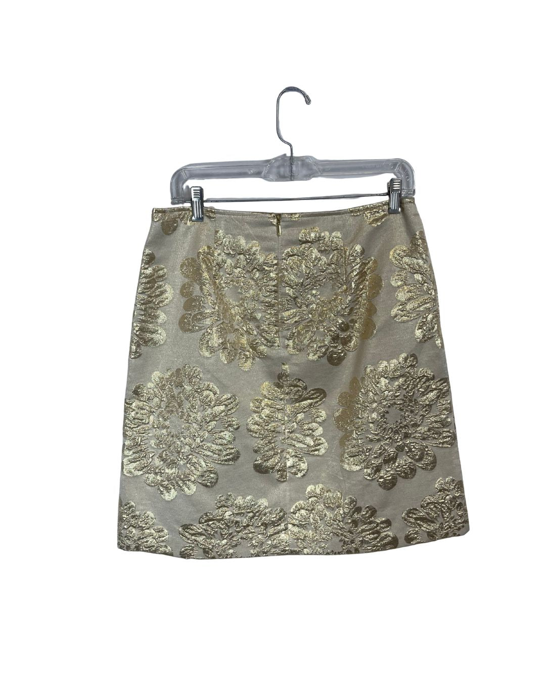 TRINA TURK Flores Ivory Gold Metallic Skirt (Size 6)