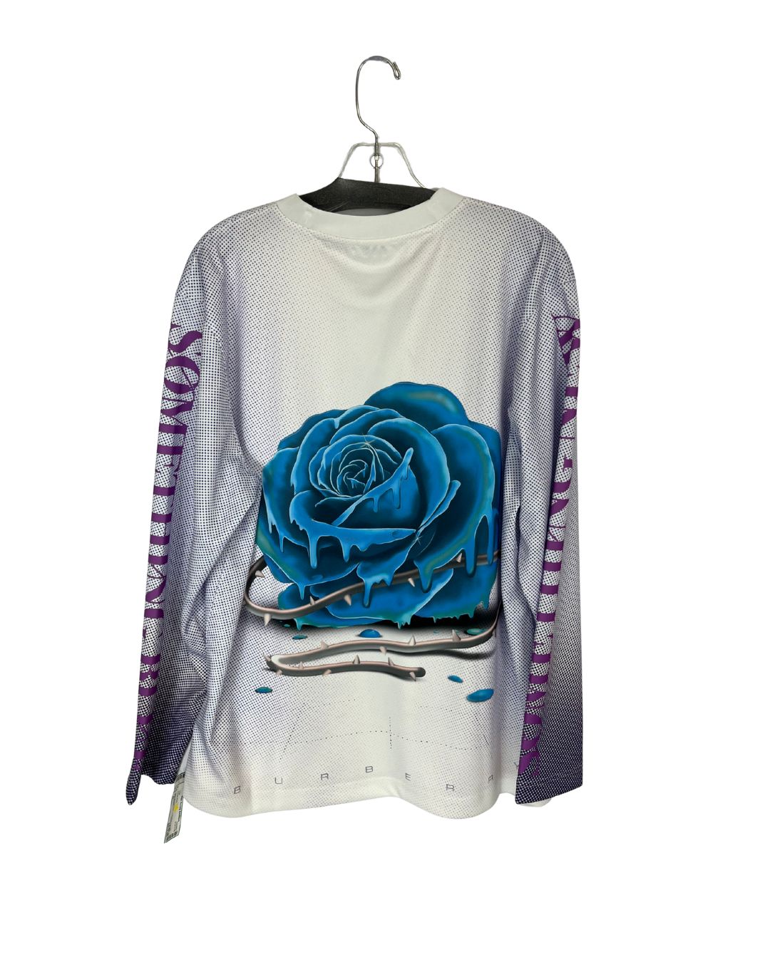 BURBERRY Rose Print Purple Long-Sleeve Top (Size M)