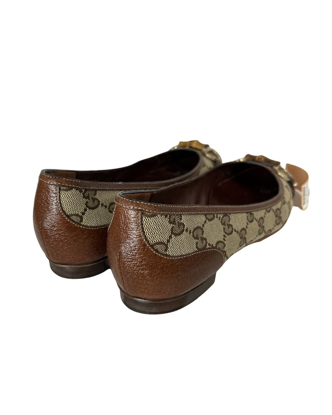 GUCCI Vintage GG Brown Canvas Flats (Size 9.5)